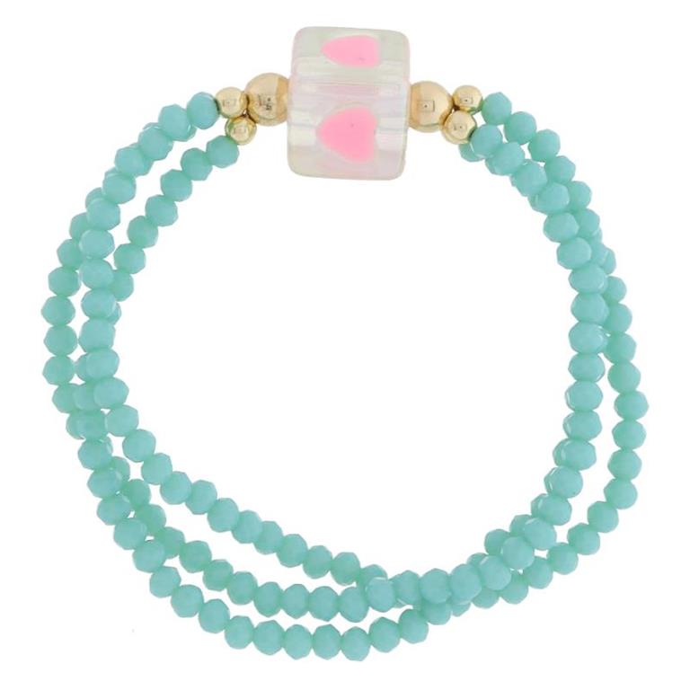 Kids 3 Strand Faceted Turquoise Beaded Bracelet & Cube Bead by Jane Marie at Confetti Gift and Party