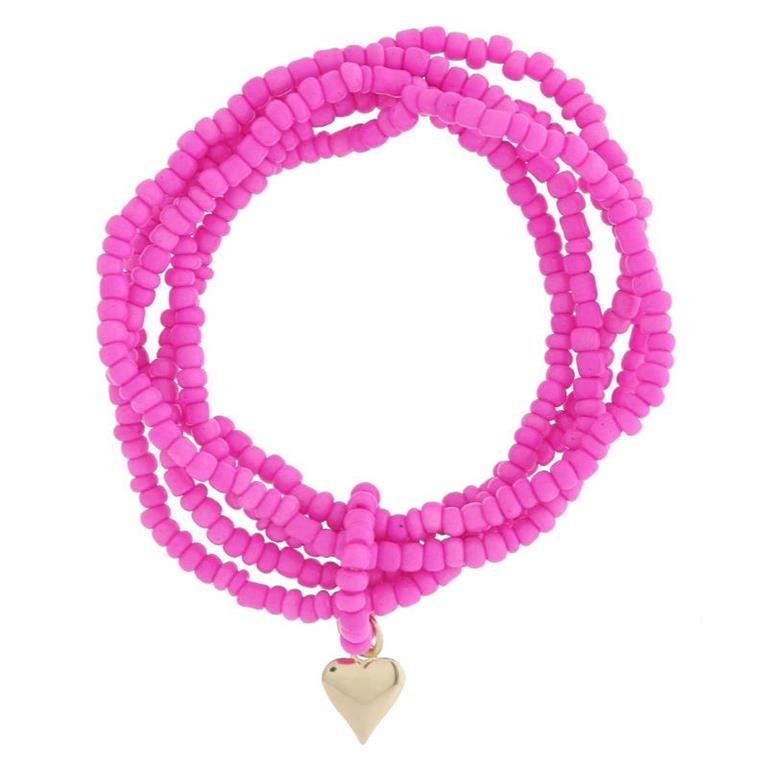 Kids 5 Strand Hot Pink Beaded Bracelet by Jane Marie at Confetti Gift and Party