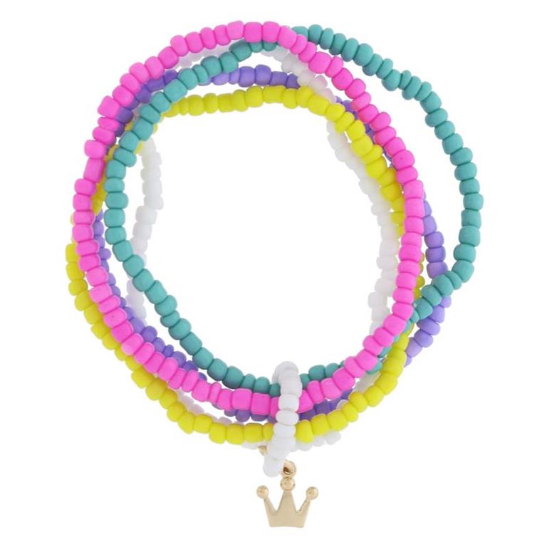 Kids 5 Strand Mint, Pink, Lavender, White, Yellow Beaded Bracelet by Jane Marie at Confetti Gift and Party