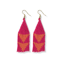  Lennon Two Color Triangles Beaded Fringe Earrings Hot Pink by Ink + Alloy at Confetti Gift and Party