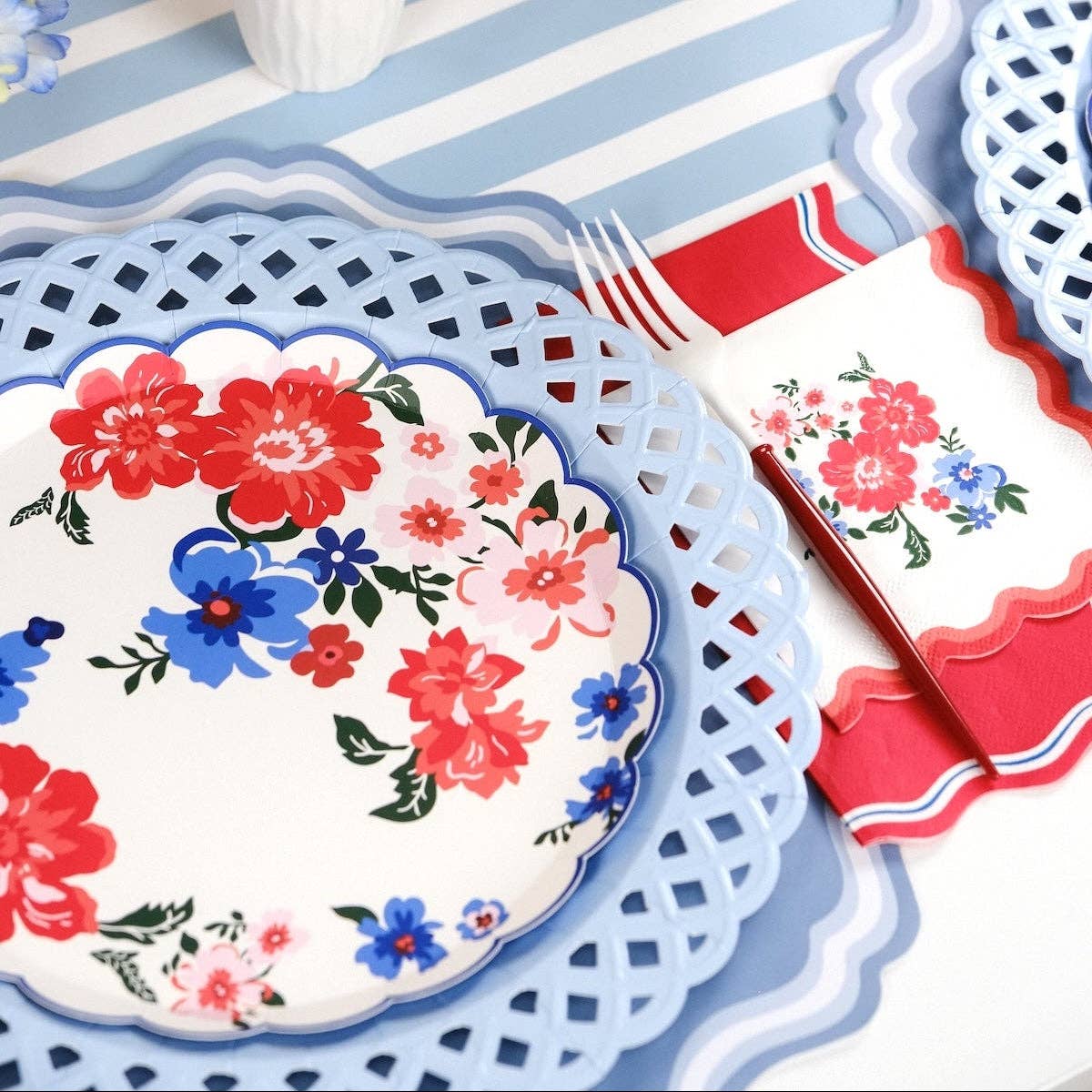 Light Blue Basketweave Paper Dinner Plates by Gatherings by Curated Paperie at Confetti Gift and Party Tuscaloosa Alabama