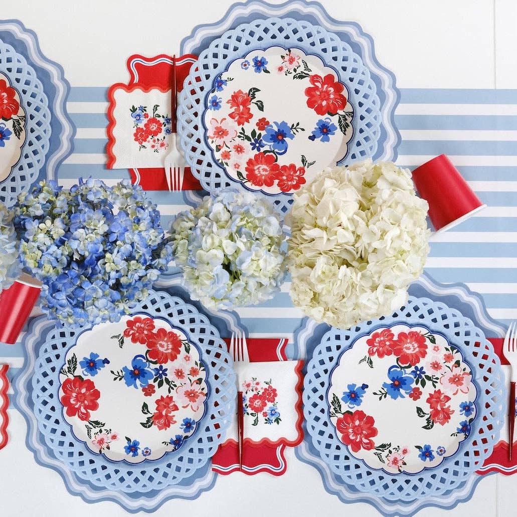 Light Blue Basketweave Paper Dinner Plates by Gatherings by Curated Paperie at Confetti Gift and Party Tuscaloosa Alabama