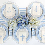 Light Blue Basketweave Paper Dinner Plates by Gatherings by Curated Paperie at Confetti Gift and Party Tuscaloosa Alabama