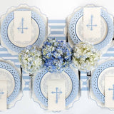Light Blue Basketweave Paper Dinner Plates by Gatherings by Curated Paperie at Confetti Gift and Party Tuscaloosa Alabama