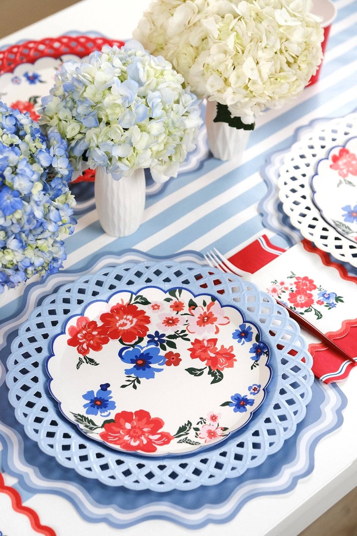 Light Blue Basketweave Paper Dinner Plates by Gatherings by Curated Paperie at Confetti Gift and Party Tuscaloosa Alabama