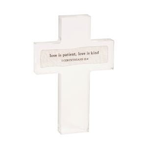 “Love Is” Sentiment Acrylic Cross by Mud Pie at Confetti Gift and Party Tuscaloosa Alabama