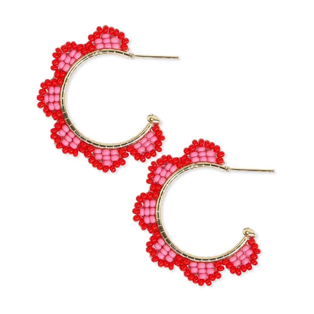 
                      
                        Luna Beaded Scallop Gold Hoop Earrings- Tomato by Ink + Alloy at Confetti Gift and Party
                      
                    