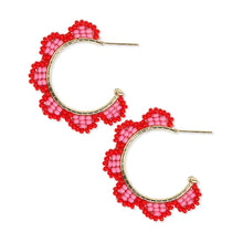  Luna Beaded Scallop Gold Hoop Earrings- Tomato by Ink + Alloy at Confetti Gift and Party