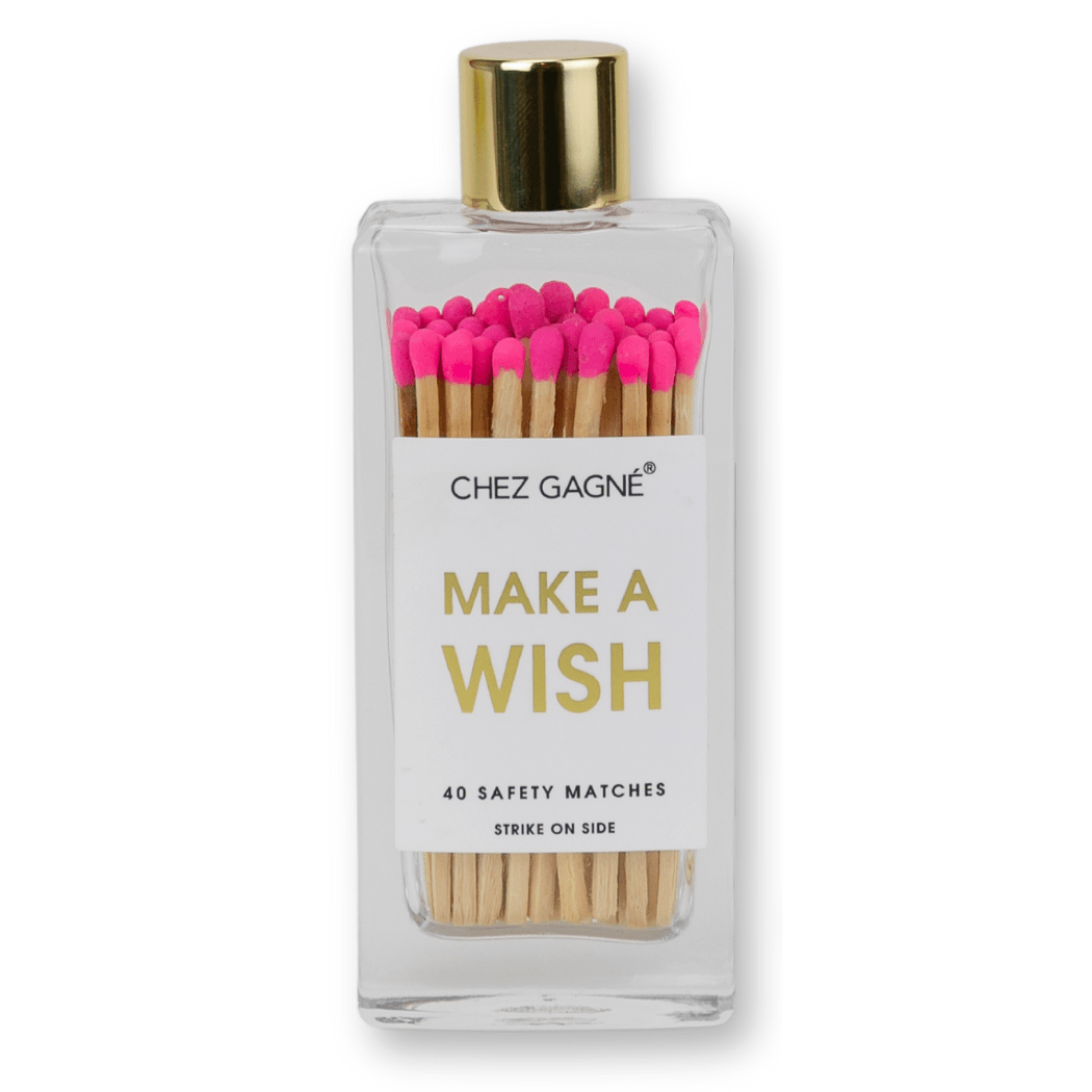 Make A Wish Matches - Glass Bottle Matchsticks - Bright Pink by Chez Gagné at Confetti Gift and Party Tuscaloosa Alabama