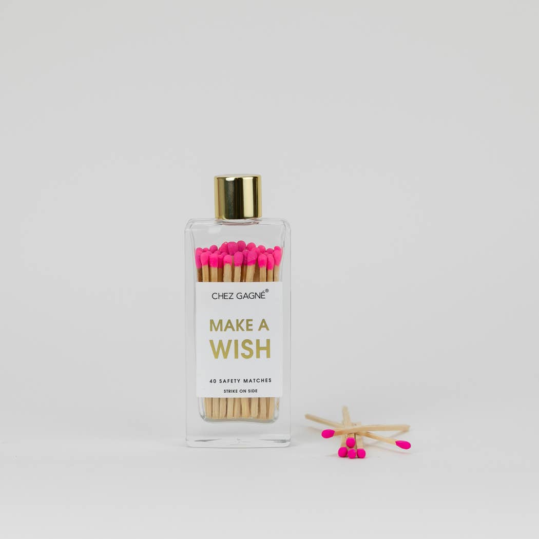 Make A Wish Matches - Glass Bottle Matchsticks - Bright Pink by Chez Gagné at Confetti Gift and Party Tuscaloosa Alabama