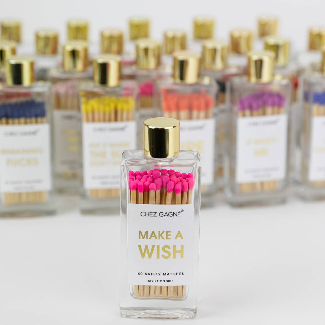 Make A Wish Matches - Glass Bottle Matchsticks - Bright Pink by Chez Gagné at Confetti Gift and Party Tuscaloosa Alabama