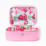 Pink floral jewelry box on a white background