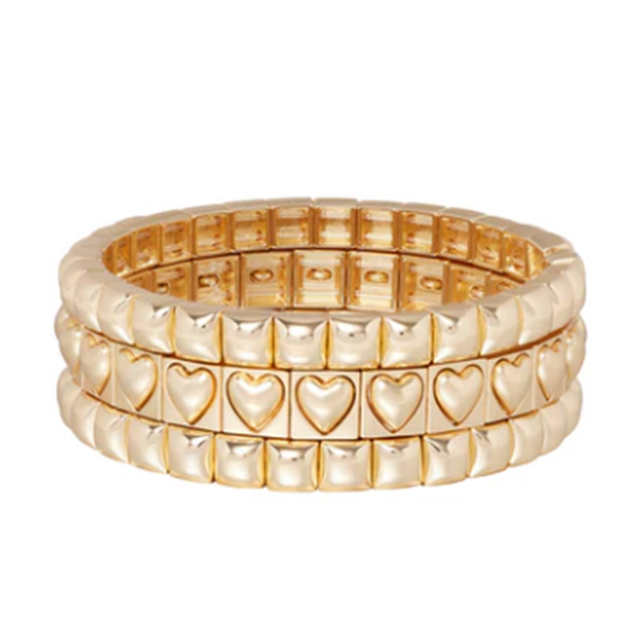 Malibu Sugar - Gold Square & Heart Bubble Bracelets - 2 styles!! by Malibu Sugar at Confetti Gift and Party Tuscaloosa Alabama