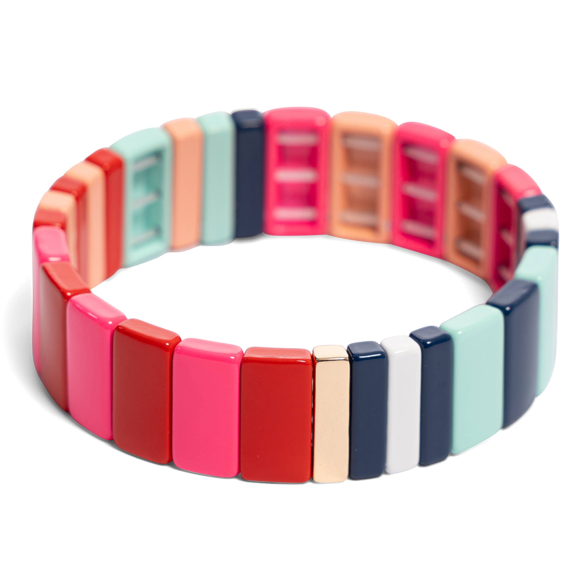 Malibu Sugar - Pink Candy Stripe Tile Bracelets for Teen & Women by Malibu Sugar at Confetti Gift and Party Tuscaloosa Alabama