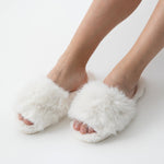Maude Slippers – White Faux Fur House Slides by Shiraleah at Confetti Gift and Party Tuscaloosa Alabama