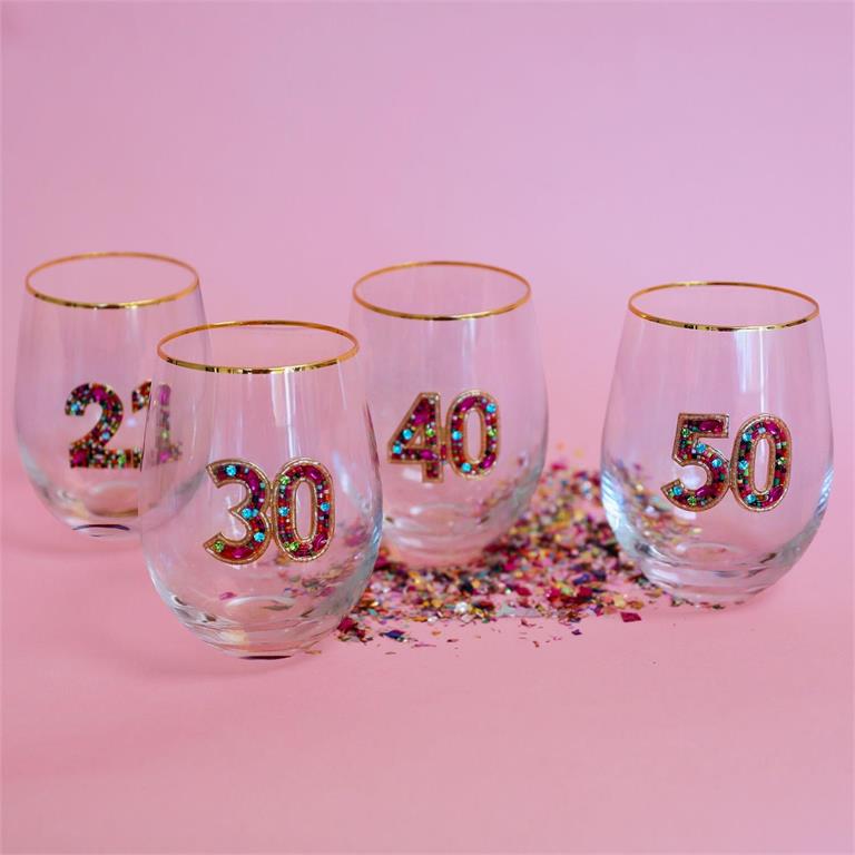 Milestone Stemless Wine Glass by Mary Square at Confetti Gift and Party