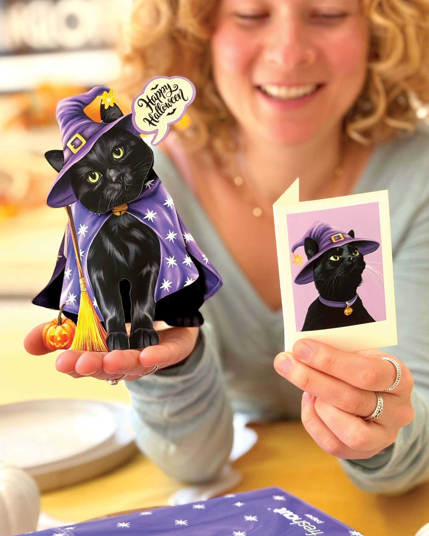 Mini Halloween Cat Pop Up Greeting Card by FreshCut Paper LLC at Confetti Gift and Party Tuscaloosa Alabama