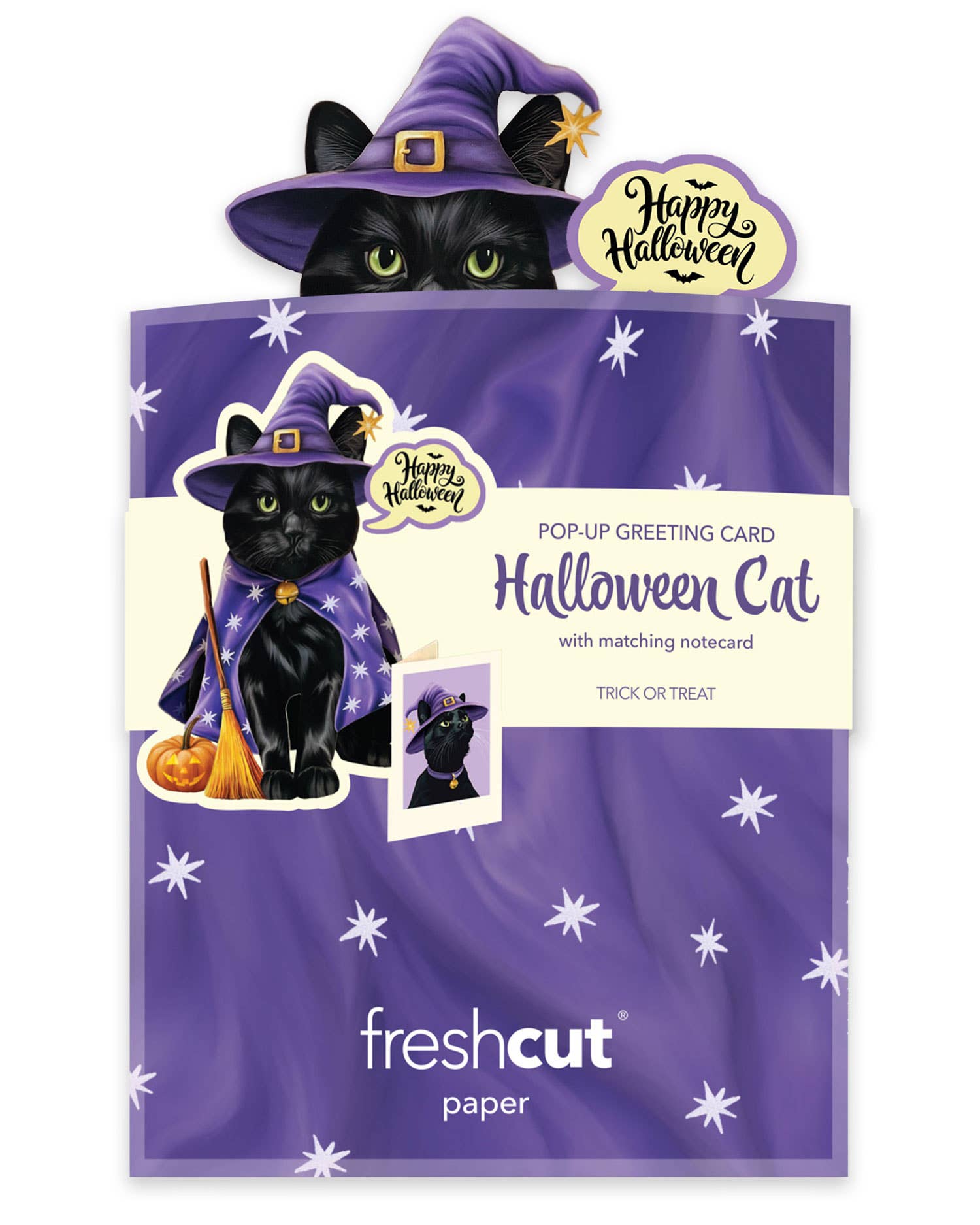 Mini Halloween Cat Pop Up Greeting Card by FreshCut Paper LLC at Confetti Gift and Party Tuscaloosa Alabama