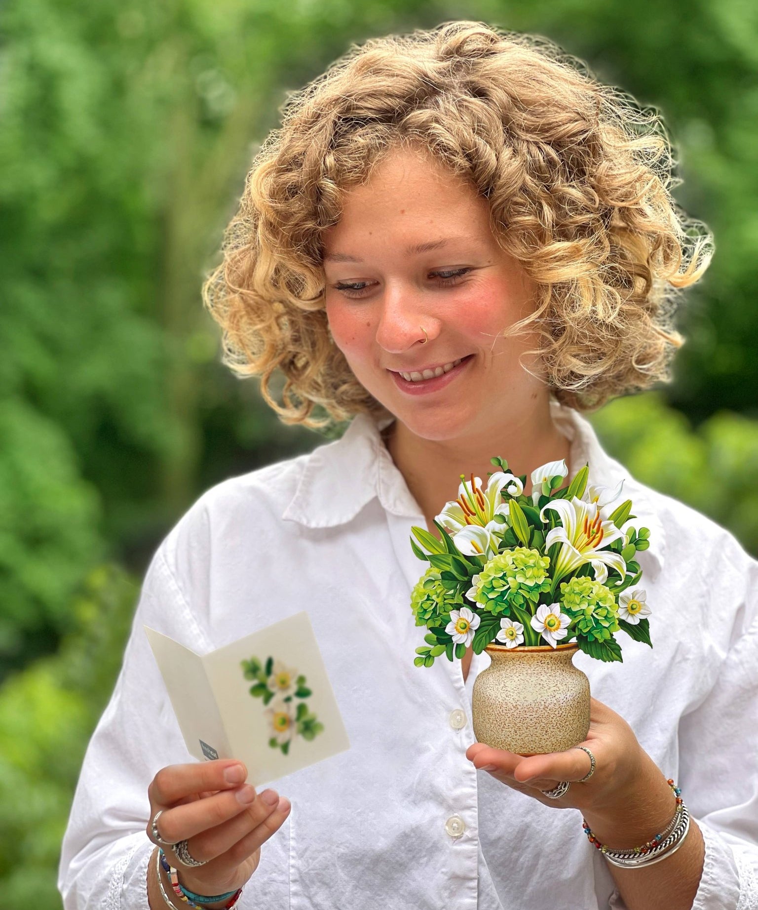 Mini Ivory & Sage Pop Up Greeting Card by FreshCut Paper LLC at Confetti Gift and Party Tuscaloosa Alabama