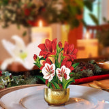 Mini Scarlett Amaryllis Pop Up Greeting Card by FreshCut Paper LLC at Confetti Gift and Party Tuscaloosa Alabama