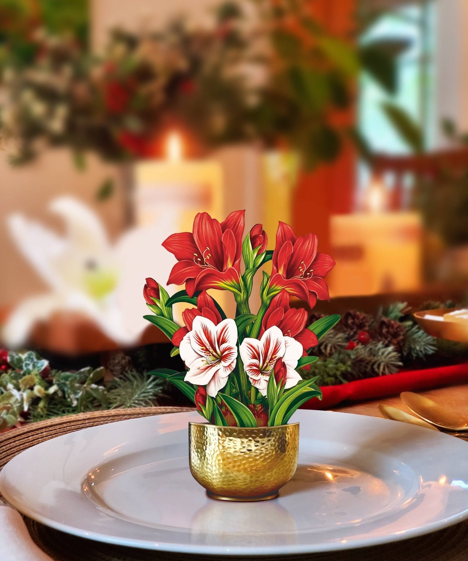 Mini Scarlett Amaryllis Pop Up Greeting Card by FreshCut Paper LLC at Confetti Gift and Party Tuscaloosa Alabama