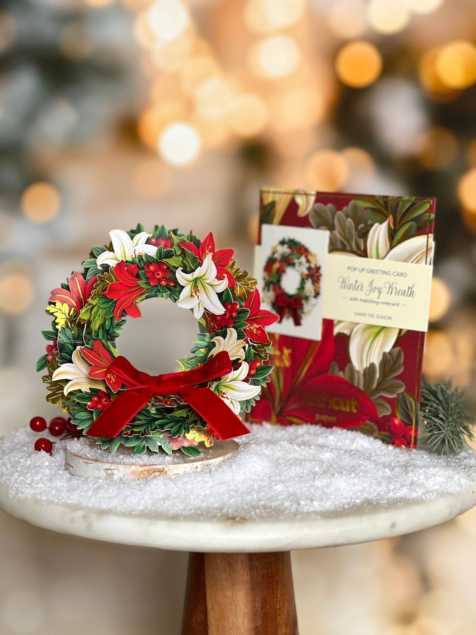 Mini Winter Joy Wreath Pop Up Greeting Card by FreshCut Paper LLC at Confetti Gift and Party Tuscaloosa Alabama