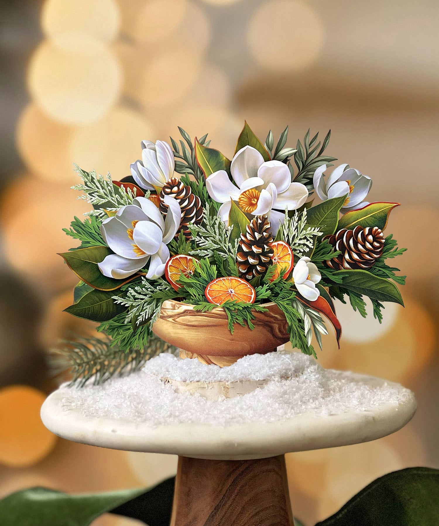 Mini Winter Magnolia Pop Up Greeting Card by FreshCut Paper LLC at Confetti Gift and Party Tuscaloosa Alabama