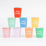 Mixed Happy Birthday Cups by Meri Meri at Confetti Gift and Party Tuscaloosa Alabama