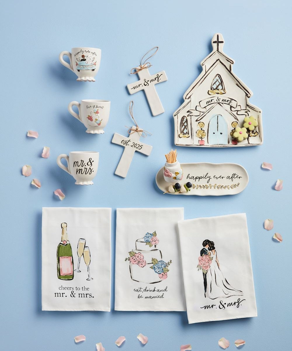 Mr And Mrs Cotton Hand Towel by Mud Pie at Confetti Gift and Party Tuscaloosa Alabama