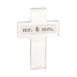 “Mr. & Mrs.” Sentiment Acrylic Cross by Mud Pie at Confetti Gift and Party Tuscaloosa Alabama