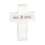 “Mr. & Mrs.” Sentiment Acrylic Cross by Mud Pie at Confetti Gift and Party Tuscaloosa Alabama