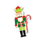 Colorful Christmas nutcracker with a candy cane on a white background