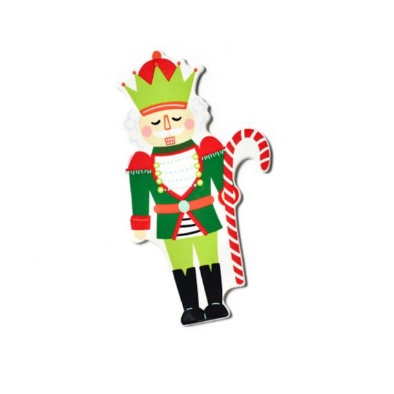 Colorful Christmas nutcracker with a candy cane on a white background