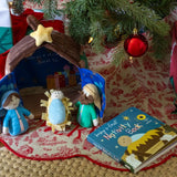 Soft plush nativity playset with musical stable and baby Jesus