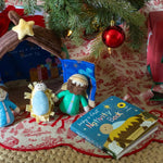 Soft plush nativity playset with musical stable and baby Jesus
