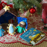 Soft plush nativity playset with musical stable and baby Jesus