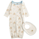 Nativity print baby gown with embroidered bib for Christmas