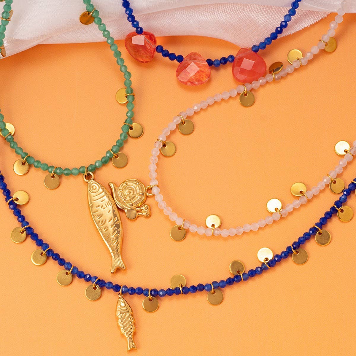 Natural Stone Necklace with Fish Pendant by ACCITY at Confetti Gift and Party Tuscaloosa Alabama