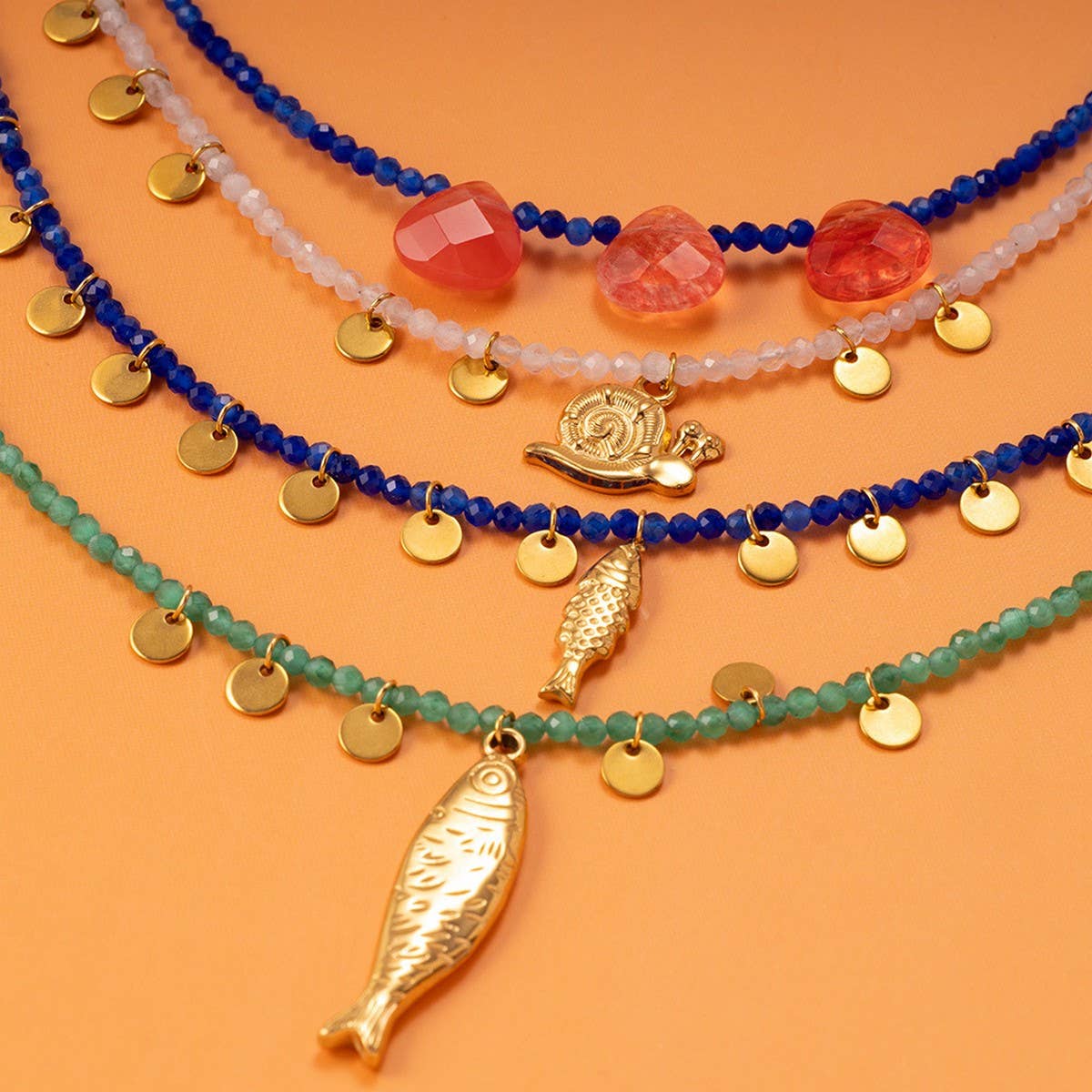 Natural Stone Necklace with Fish Pendant by ACCITY at Confetti Gift and Party Tuscaloosa Alabama