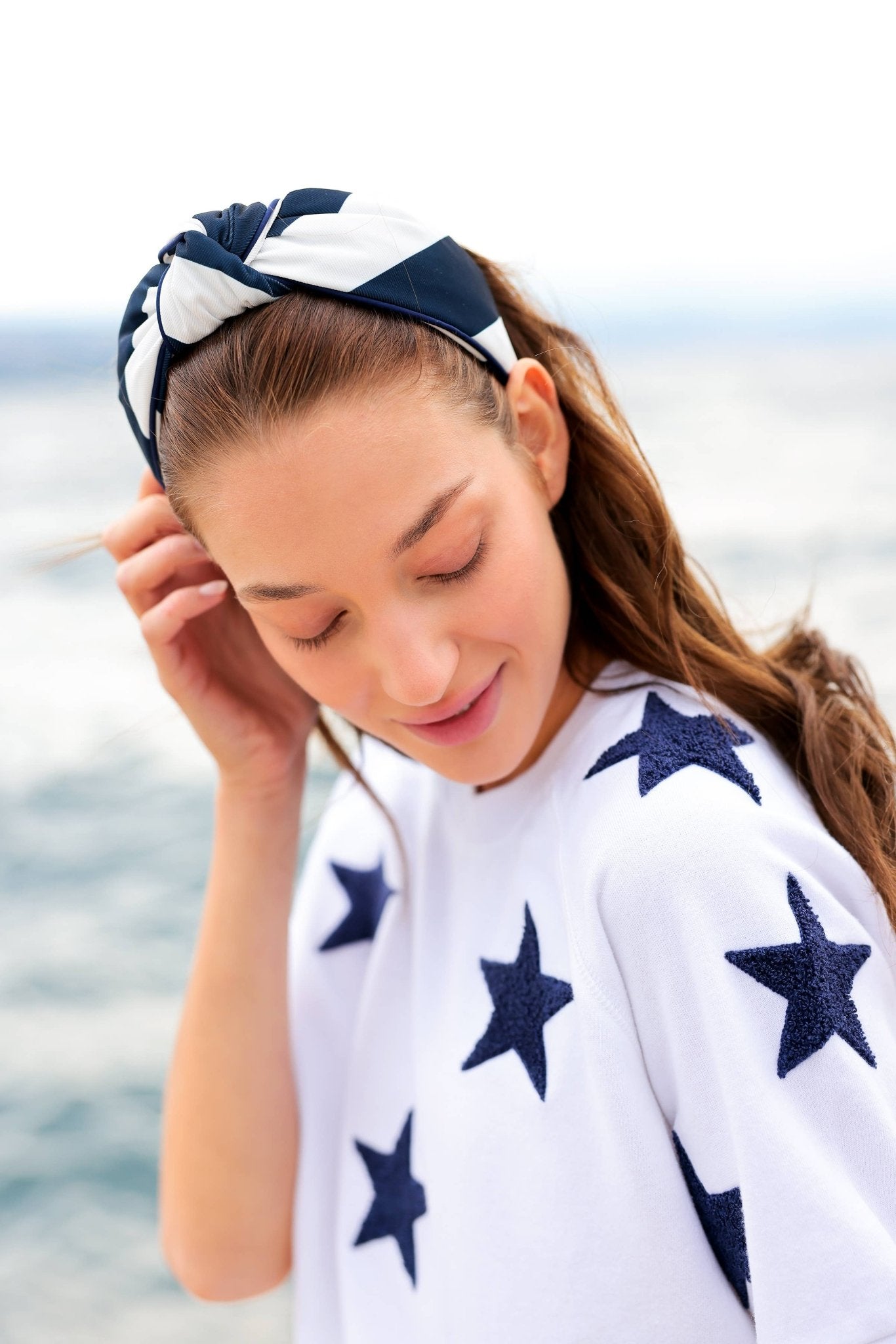 NAUTICAL STRIPES KNOTTED HEADBAND - Navy/White by Shiraleah at Confetti Gift and Party Tuscaloosa Alabama