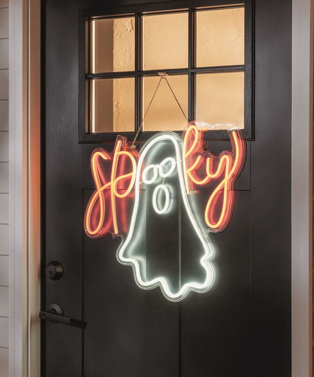 Neon Ghost Door Hanger by Mud Pie at Confetti Gift and Party Tuscaloosa Alabama