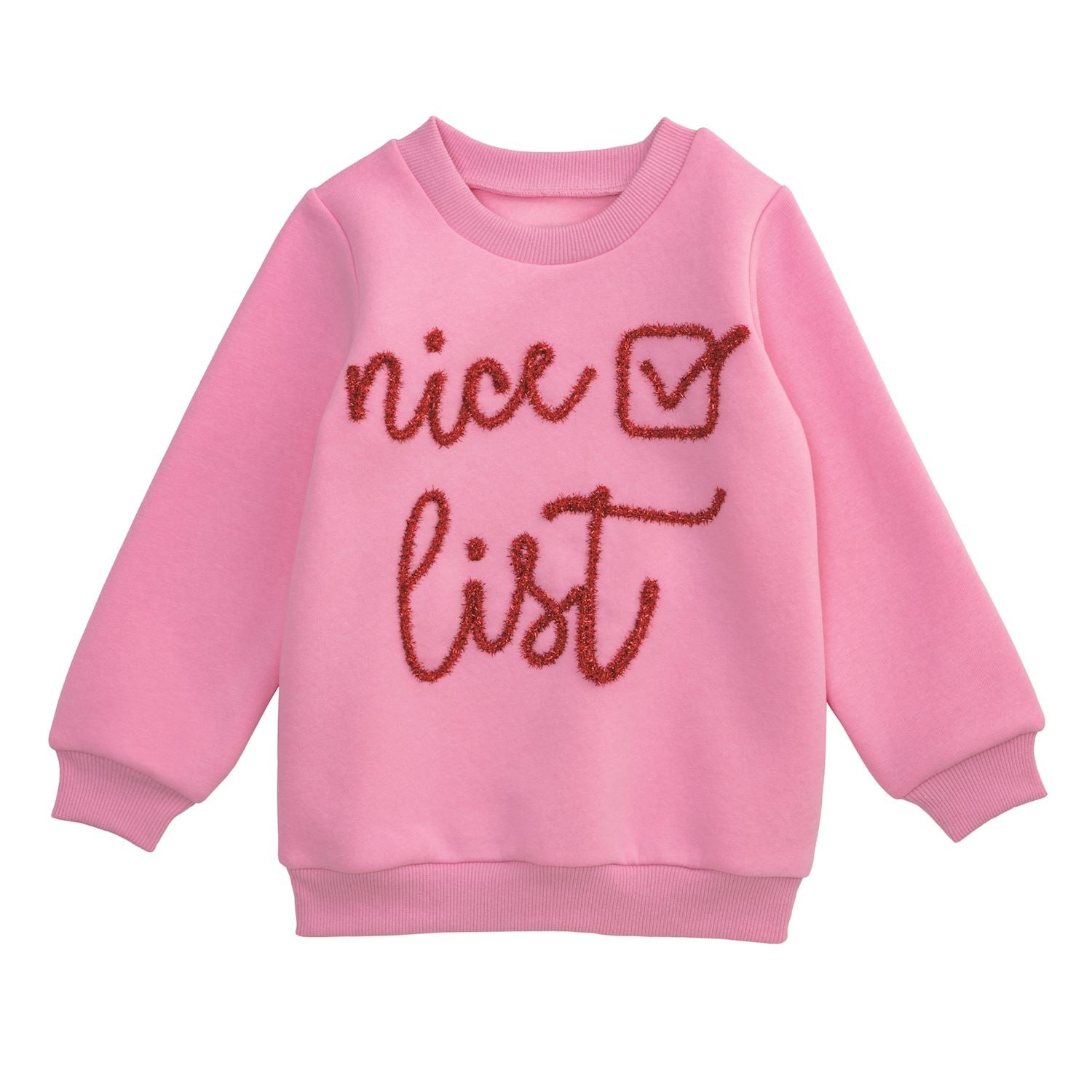 Nice List Tinsel Toddler Sweatshirt by Mud Pie at Confetti Gift and Party Tuscaloosa Alabama