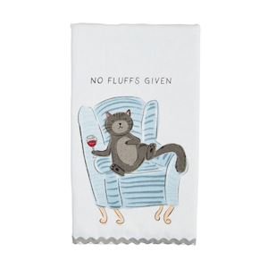 No Fluffs Cat Ric Rac Towel by Mud Pie at Confetti Gift and Party Tuscaloosa Alabama