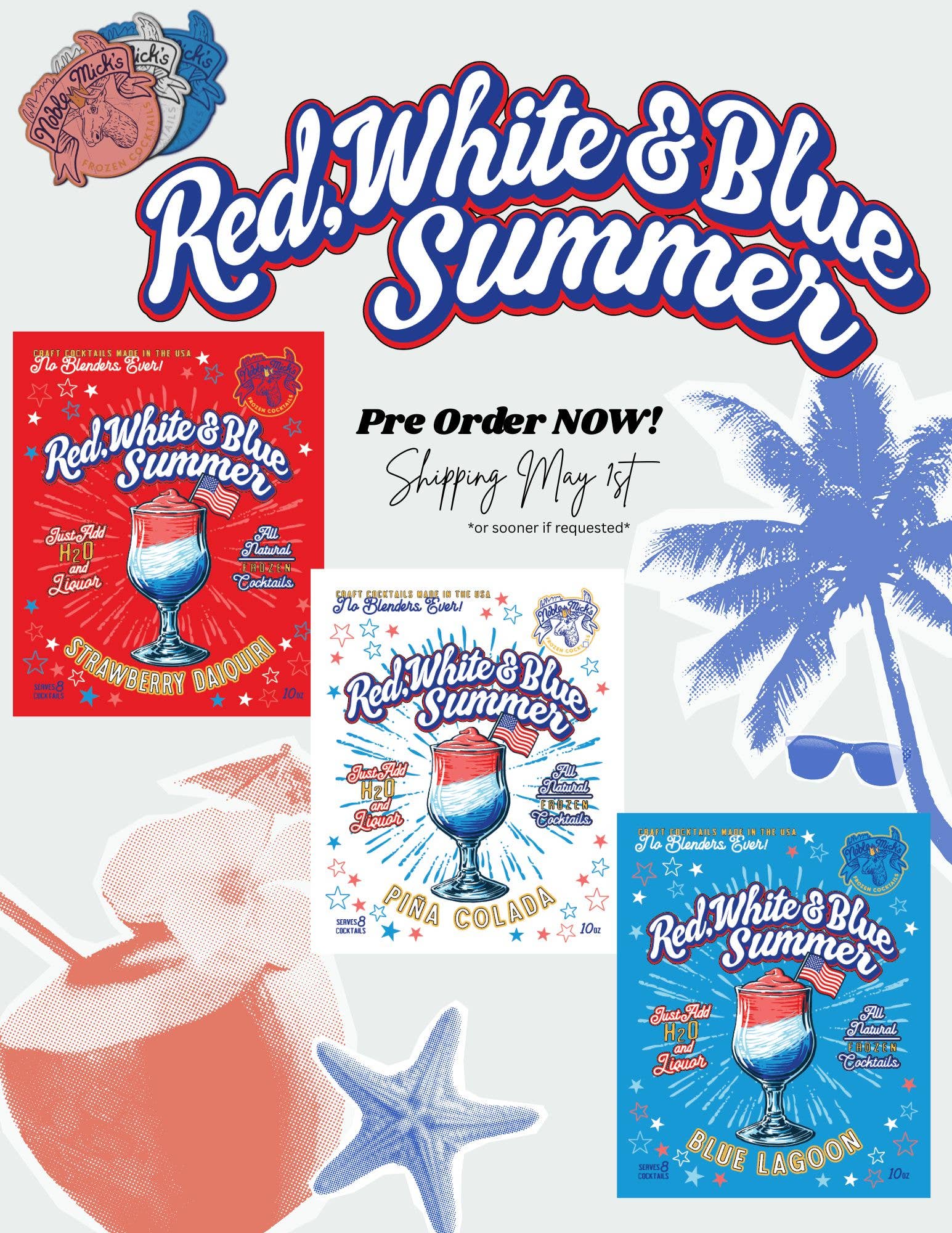 Noble Mick's - Craft Beverage Company - Red, White & Blue Summer Blue Lagoon Frozen Cocktail by Noble Mick's - Craft Beverage Company at Confetti Gift and Party Tuscaloosa Alabama
