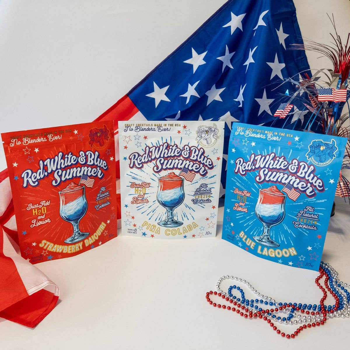 Noble Mick's - Craft Beverage Company - Red, White & Blue Summer Pina Colada Frozen Cocktail by Noble Mick's - Craft Beverage Company at Confetti Gift and Party Tuscaloosa Alabama