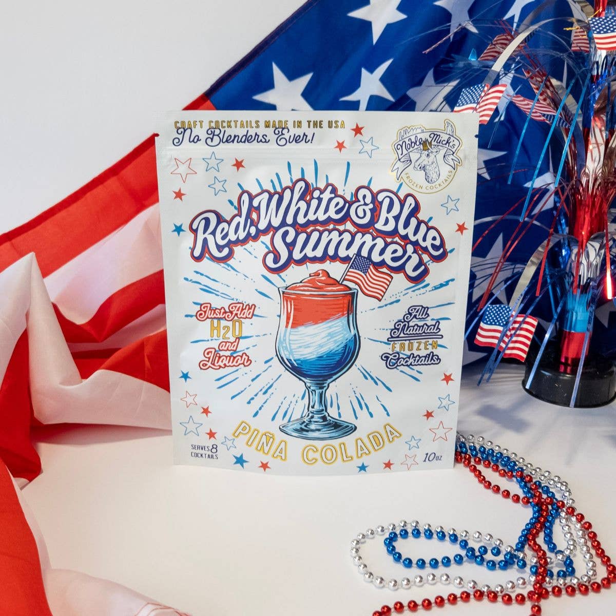 Noble Mick's - Craft Beverage Company - Red, White & Blue Summer Pina Colada Frozen Cocktail by Noble Mick's - Craft Beverage Company at Confetti Gift and Party Tuscaloosa Alabama