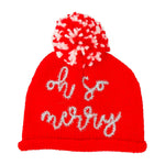“Oh So Merry” or "Santa Baby" Toddler Holiday Hat – Knit with Pom Pom Top by Mud Pie at Confetti Gift and Party Tuscaloosa Alabama