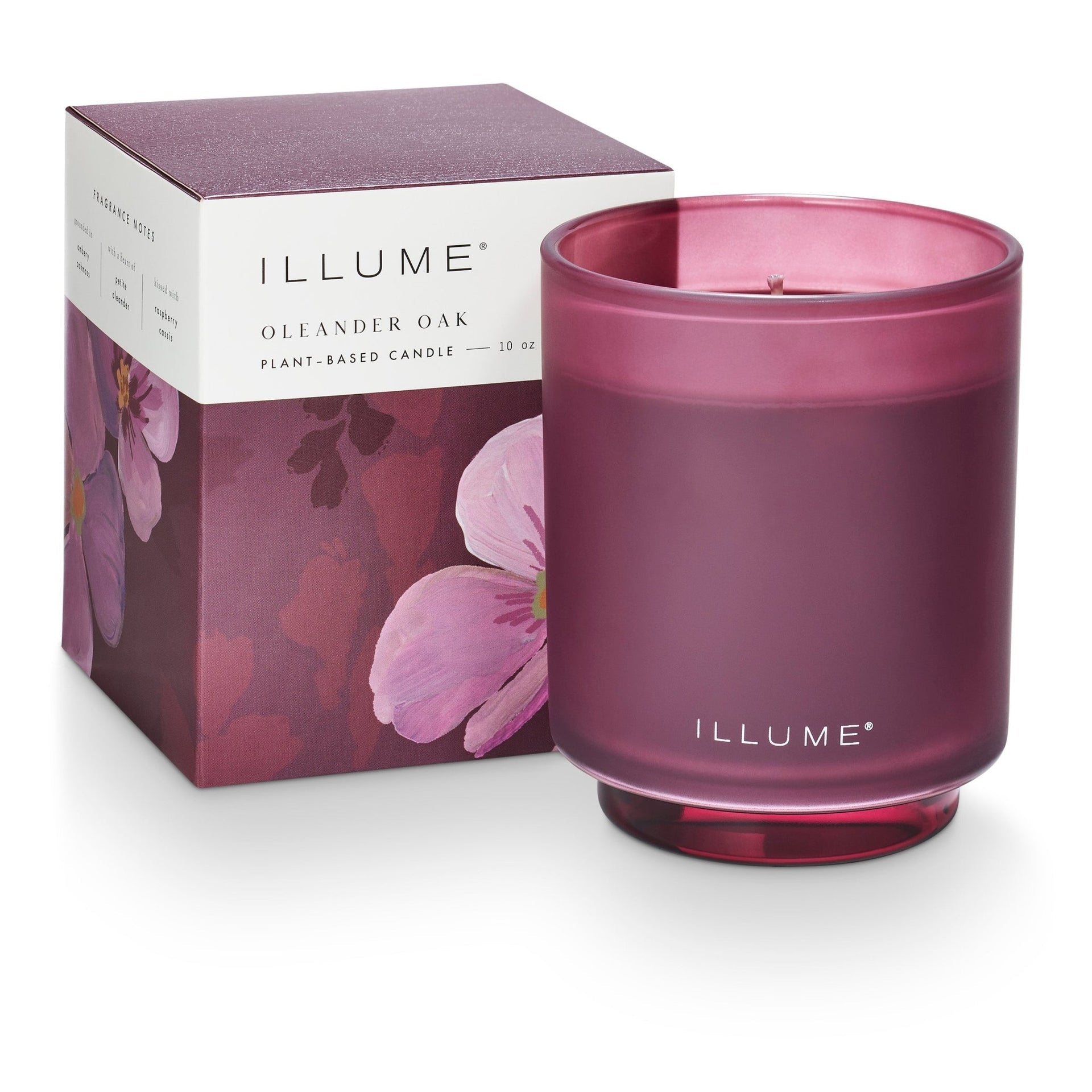 Oleander Oak Refillable Glass Candle by Illume at Confetti Gift and Party Tuscaloosa Alabama