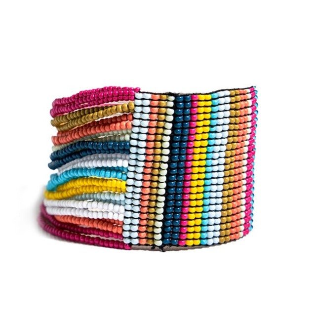 Olive Vertical Stripe Stretch Bracelet by Ink + Alloy at Confetti Gift and Party