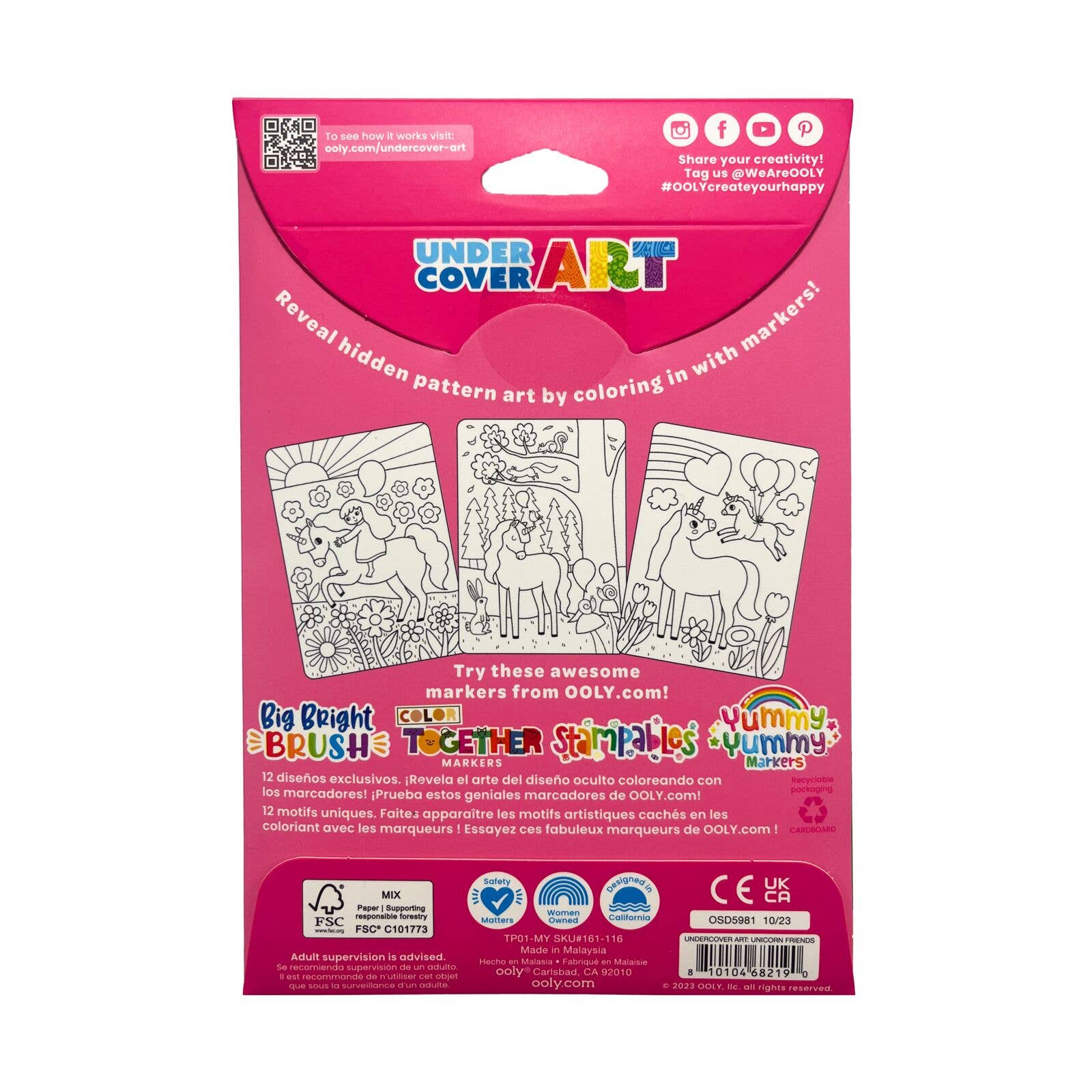 OOLY - Undercover Art Hidden Patterns Coloring - Unicorn Friends by OOLY at Confetti Gift and Party Tuscaloosa Alabama